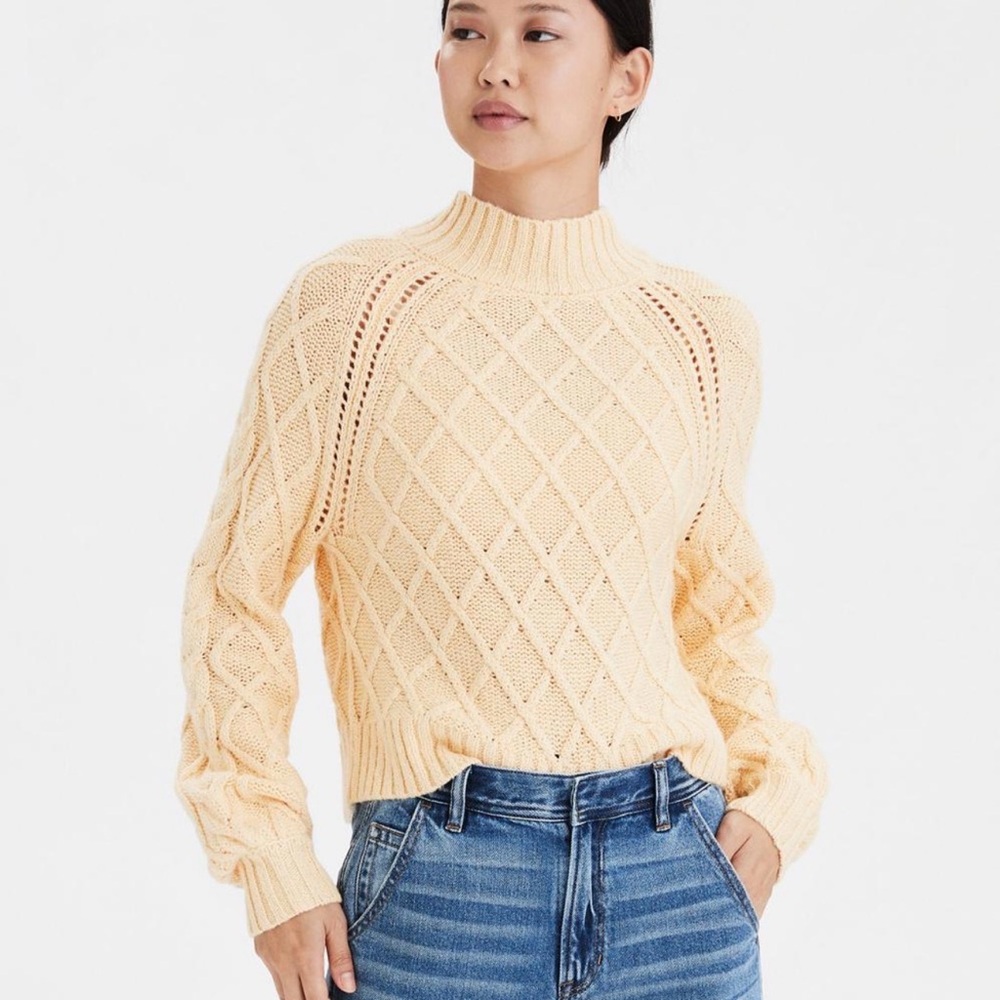 American Eagle Outfitters Women's Cream Cowl Neck Sweater